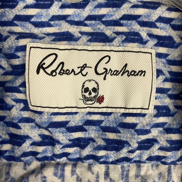 Robert Graham Large Classic Fit Long Sleeve Geometric Floral Cotton/Linen Shirt - Picture 5 of 8
